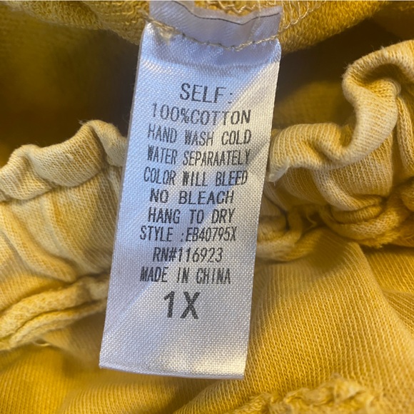 Easel Mustard Yellow Wide Leg Knit Fabric Pant 1X Cotton Boho Baggy Beach - Picture 8 of 8